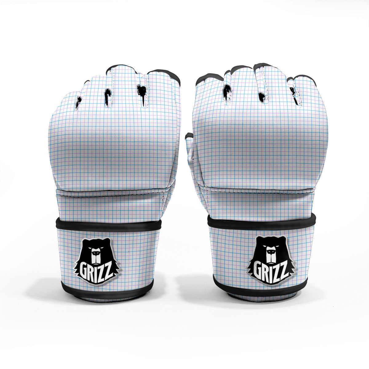 Tattersall Purple And Blue Line Print Pattern MMA Gloves-grizzshop