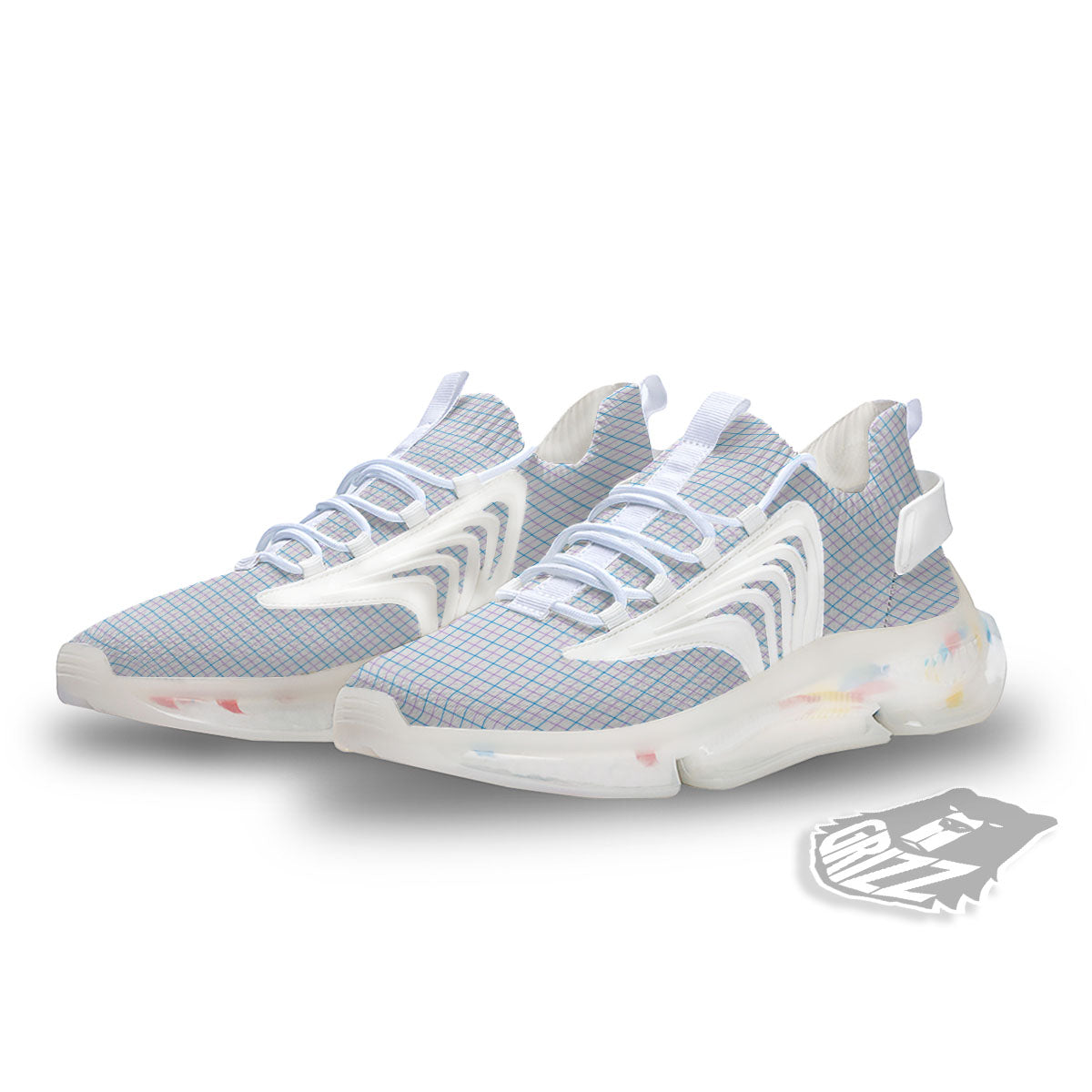 Tattersall Purple And Blue Line Print Pattern White Gym Shoes-grizzshop