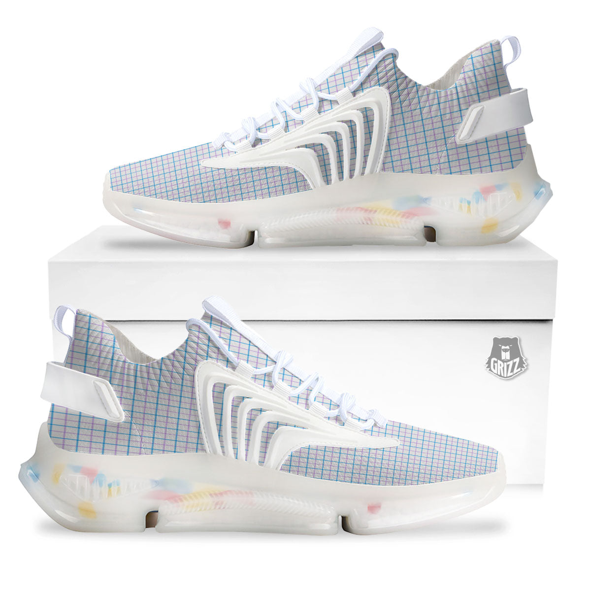 Tattersall Purple And Blue Line Print Pattern White Gym Shoes-grizzshop