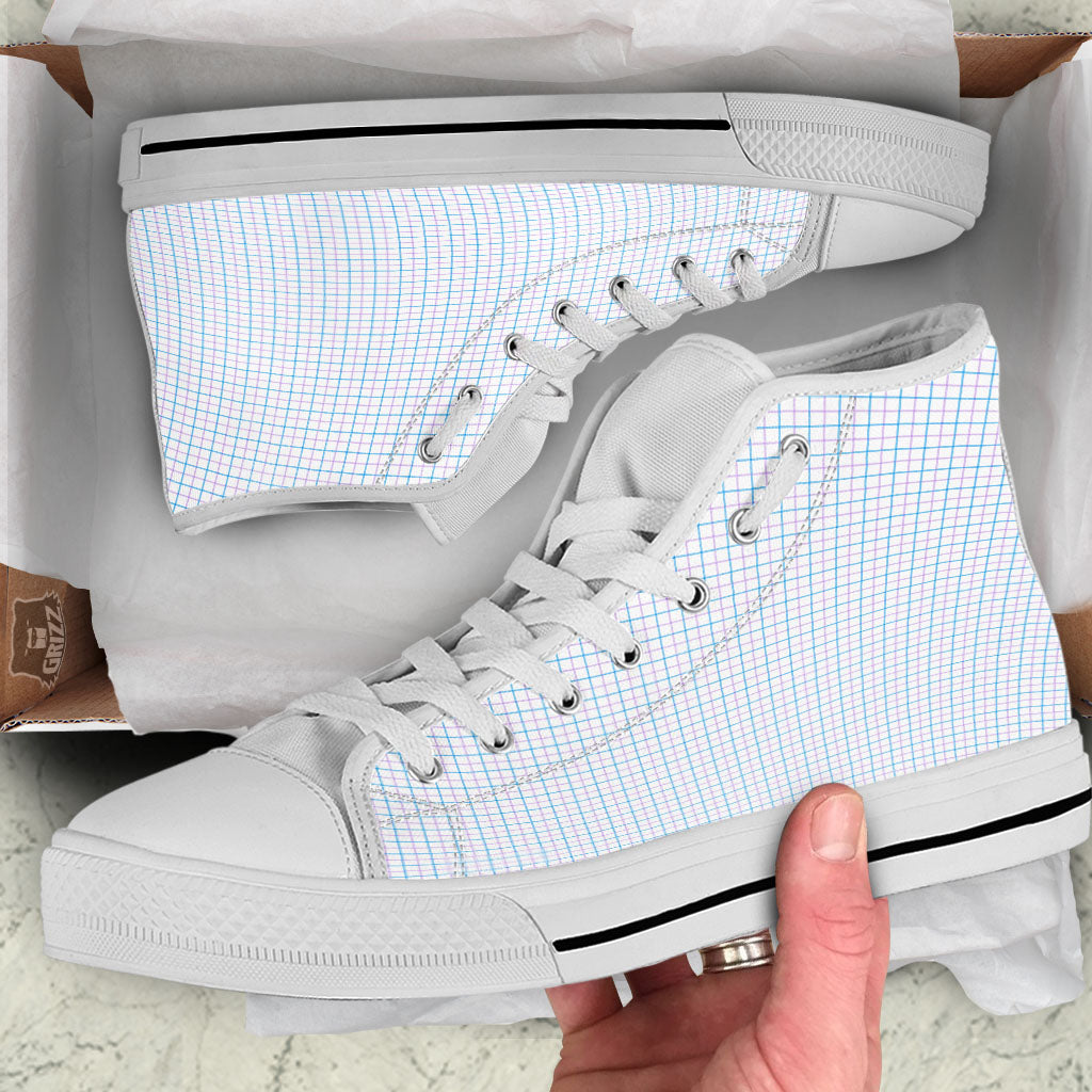 Tattersall Purple And Blue Line Print Pattern White High Top Shoes-grizzshop