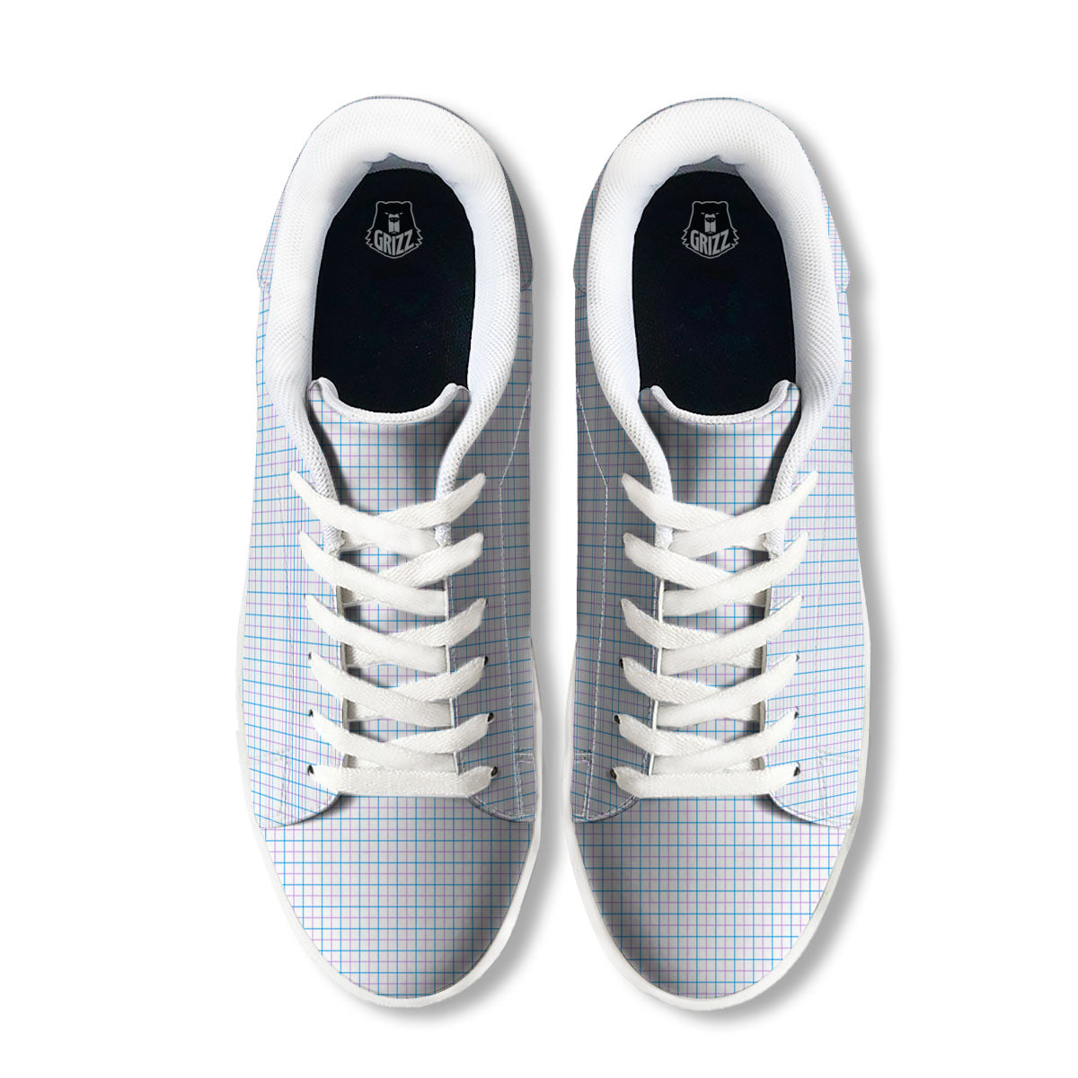 Tattersall Purple And Blue Line Print Pattern White Low Top Sneakers-grizzshop