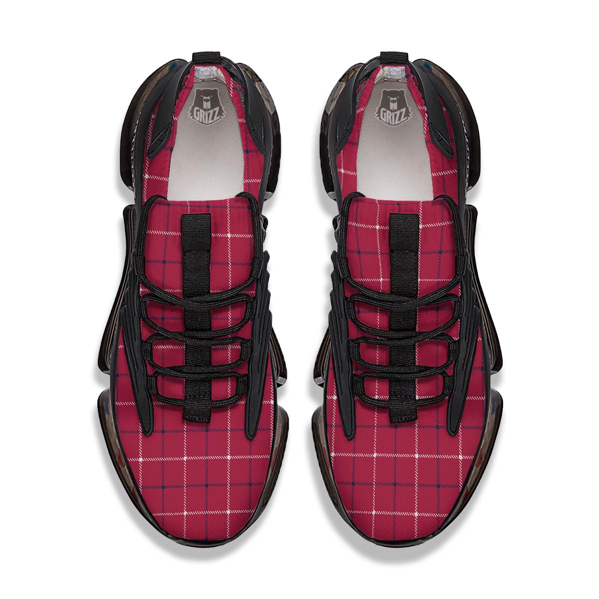 Tattersall Red Print Pattern Black Gym Shoes-grizzshop