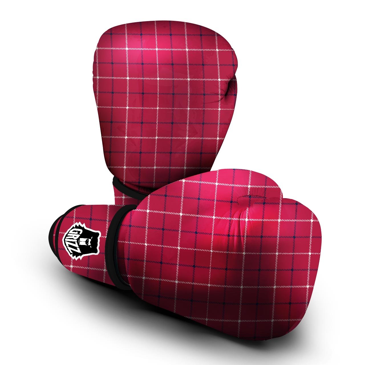 Tattersall Red Print Pattern Boxing Gloves-grizzshop
