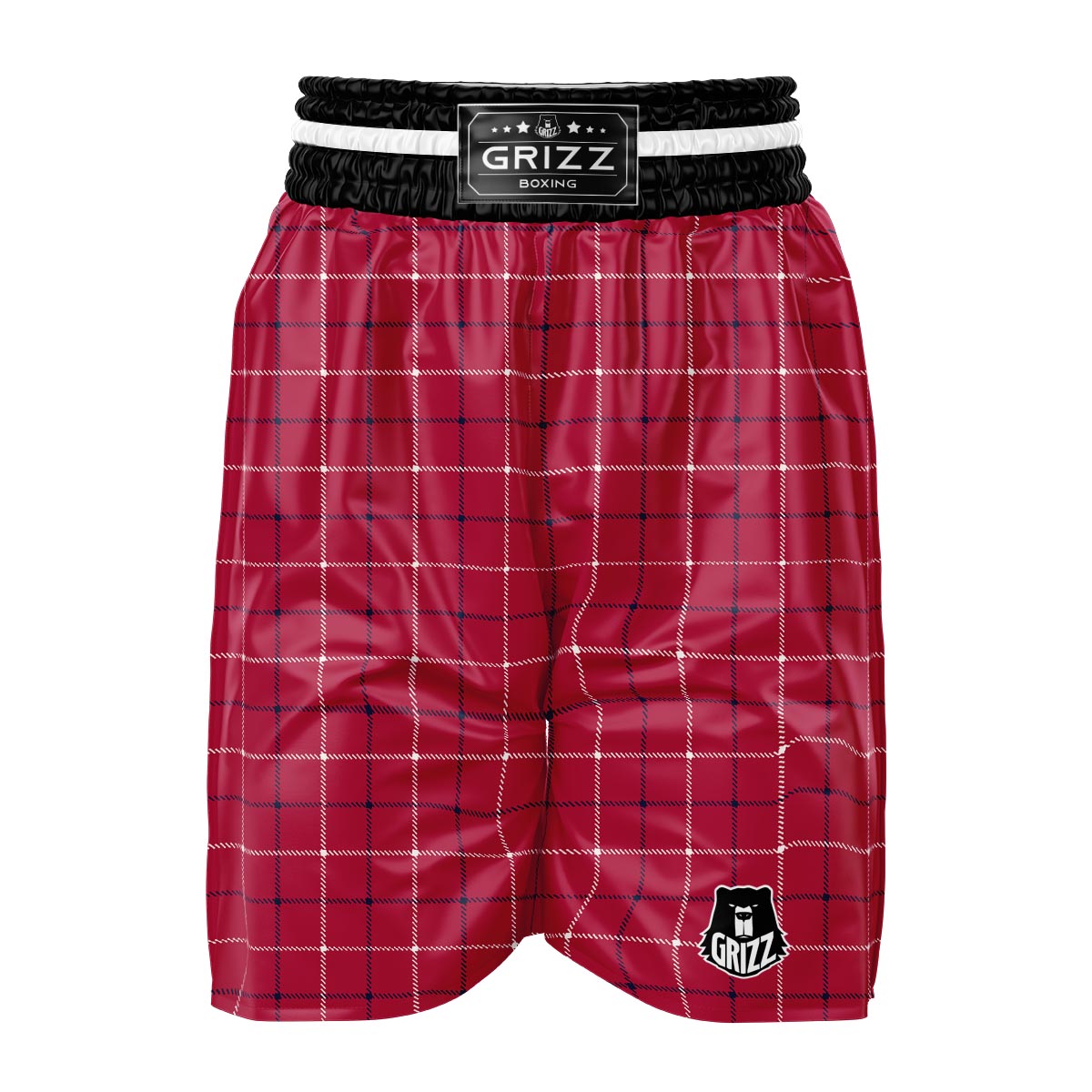 Tattersall Red Print Pattern Boxing Shorts-grizzshop
