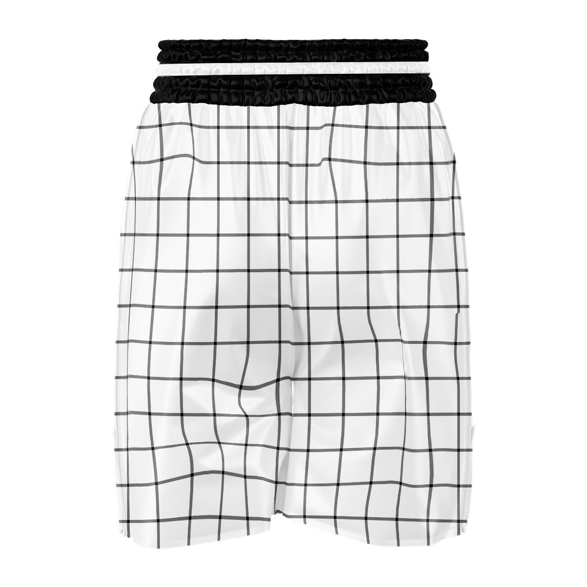 Tattersall White Print Pattern Boxing Shorts-grizzshop