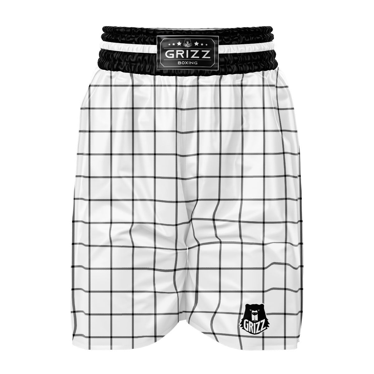 Tattersall White Print Pattern Boxing Shorts-grizzshop