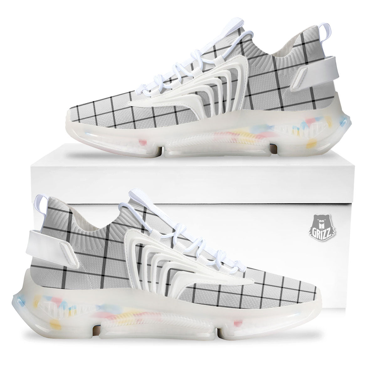 Tattersall White Print Pattern White Gym Shoes-grizzshop