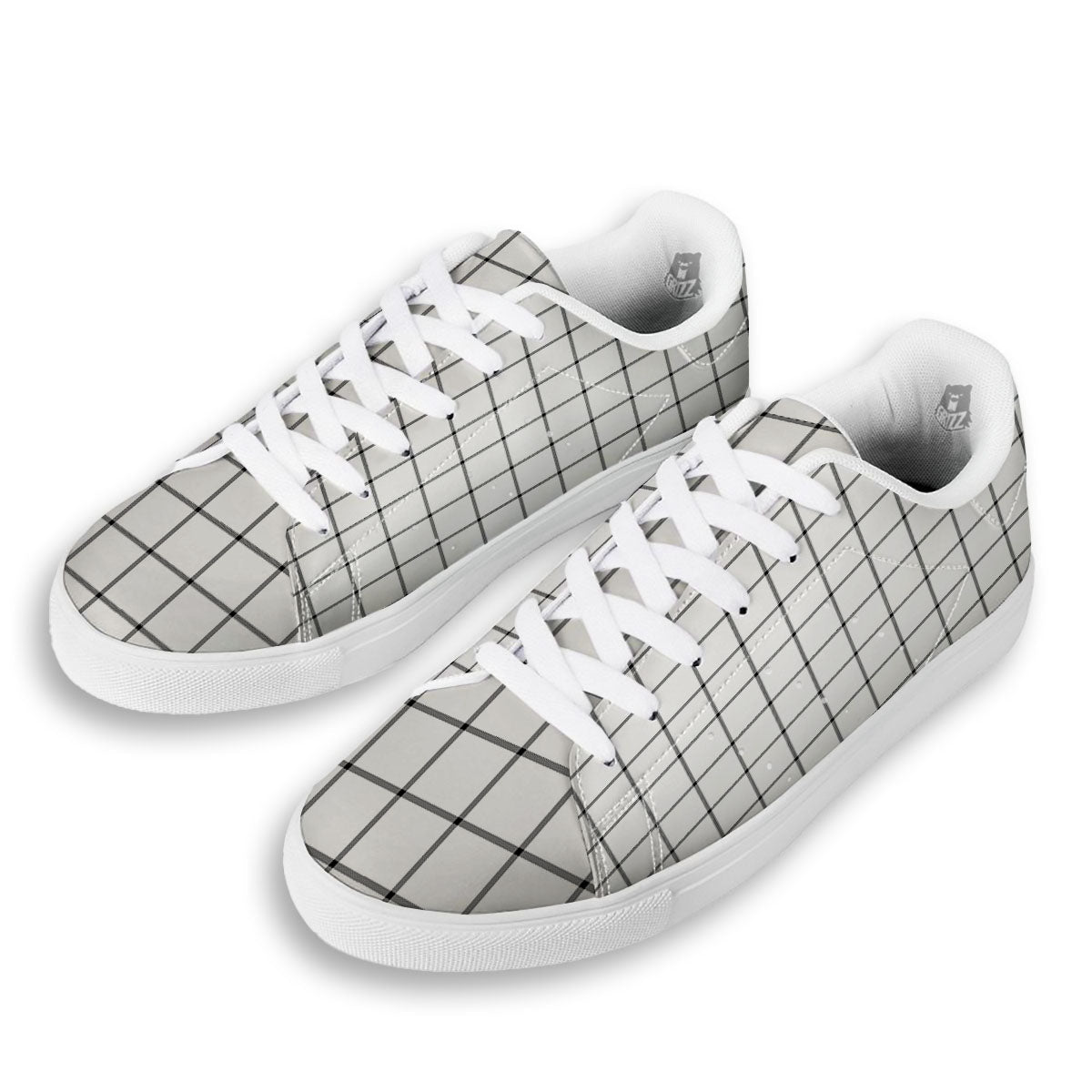 Tattersall White Print Pattern White Low Top Sneakers-grizzshop