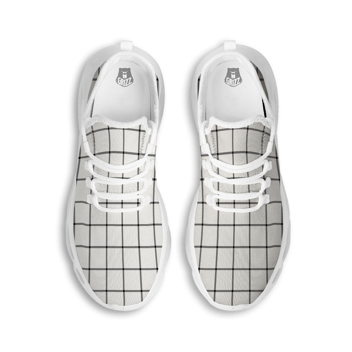 Tattersall White Print Pattern White Running Shoes-grizzshop