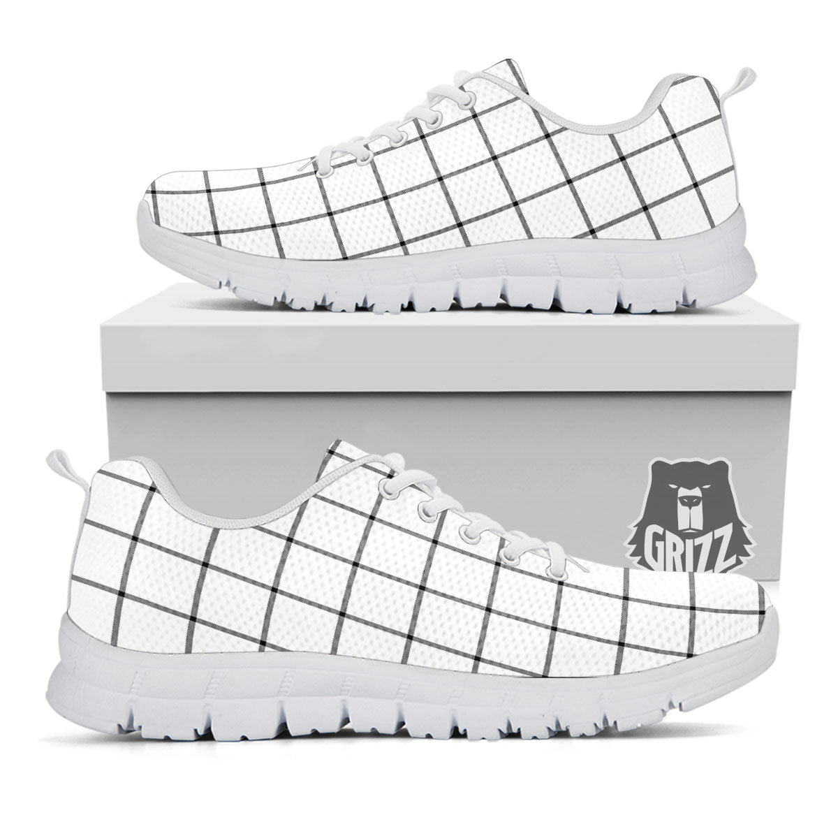 Tattersall White Print Pattern White Sneaker-grizzshop