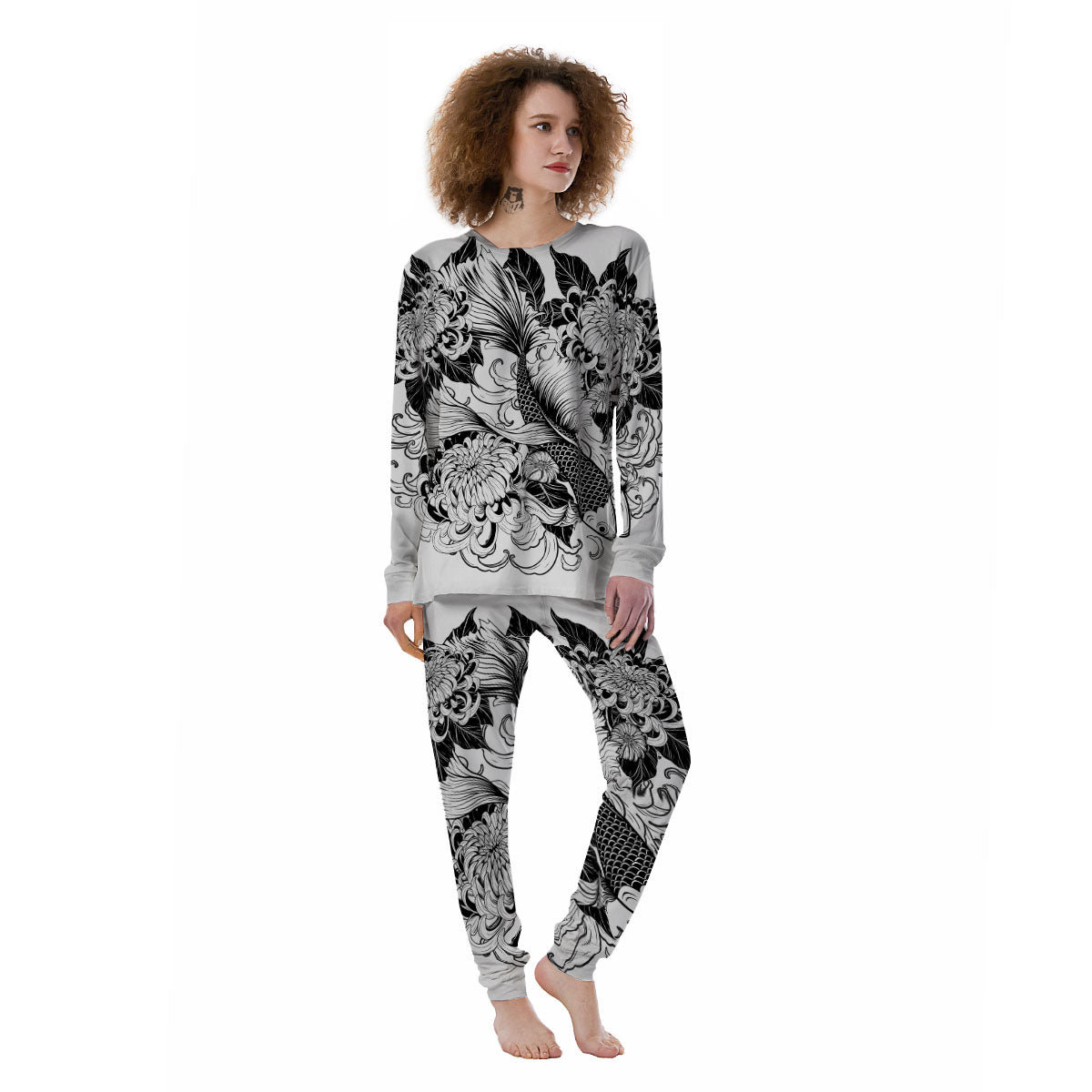Tattoo Japanese Elemental Print Women's Pajamas-grizzshop