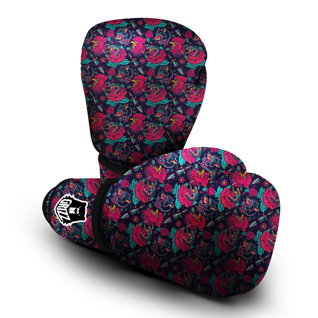 Tattoo Old School Print Pattern Boxing Gloves-grizzshop