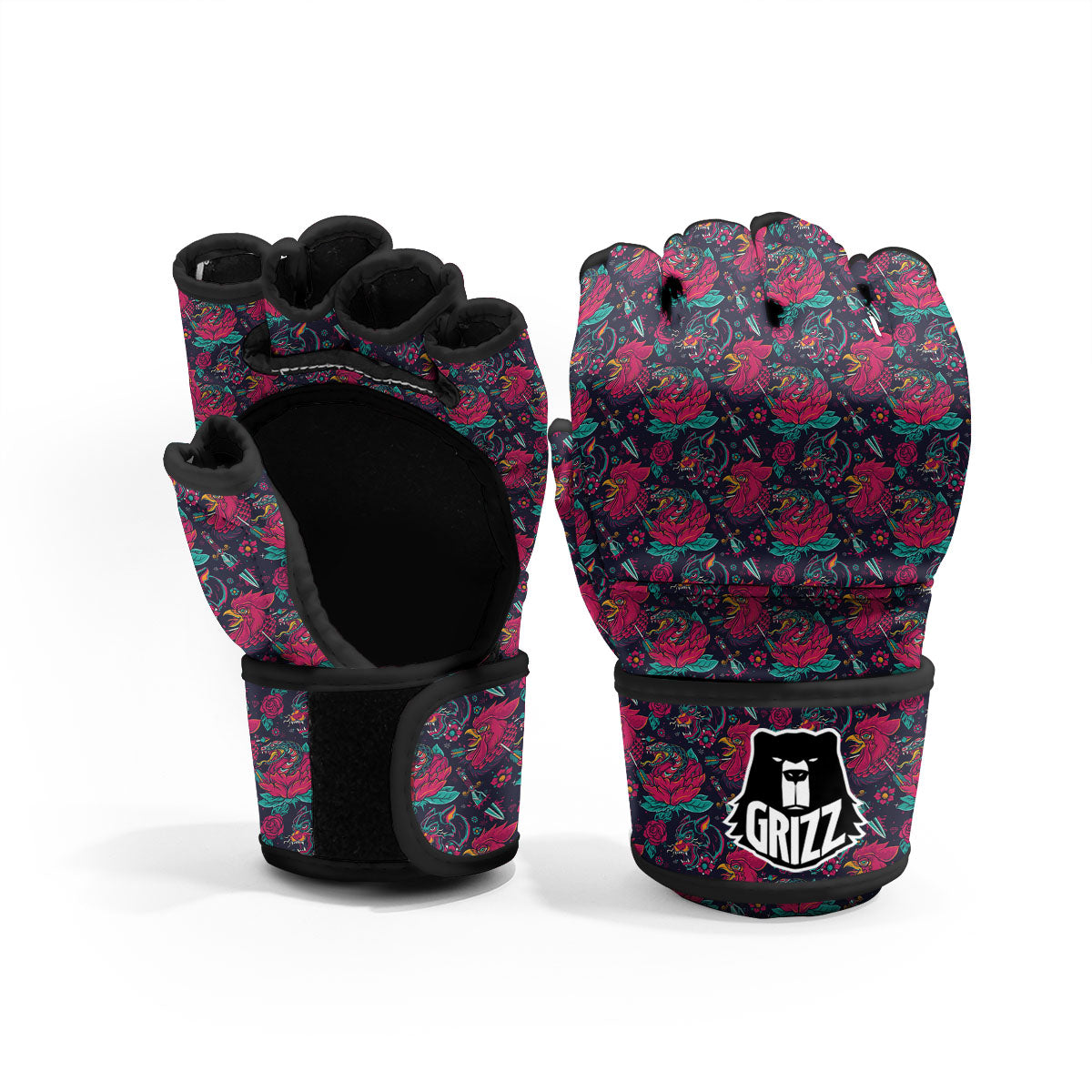 Tattoo Old School Print Pattern MMA Gloves-grizzshop