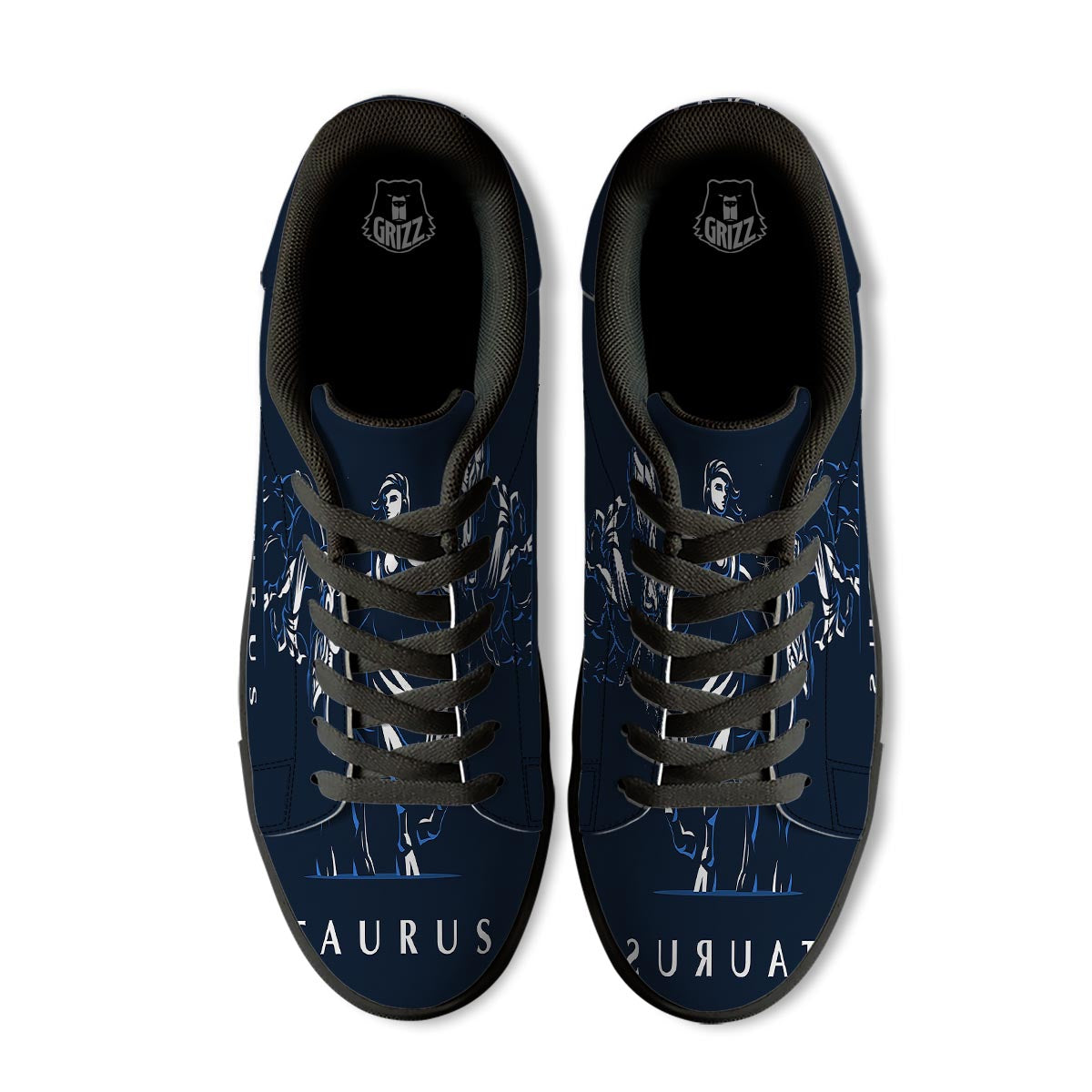 Taurus Constellation Sign Print Black Low Top Sneakers-grizzshop