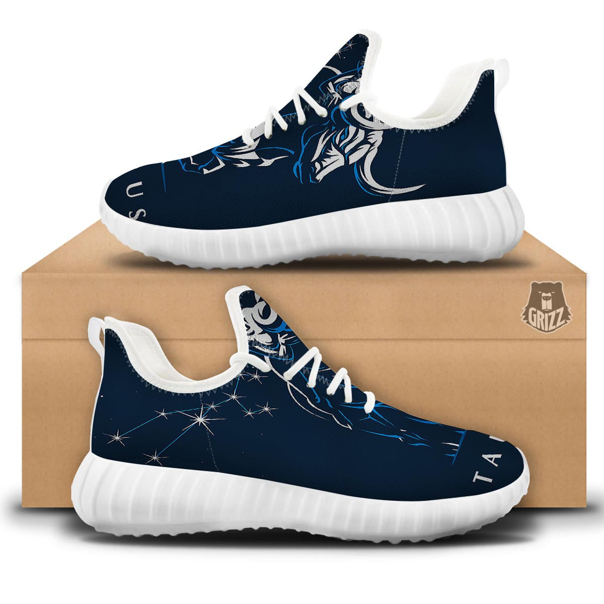 Taurus Constellation Sign Print White Walking Shoes-grizzshop