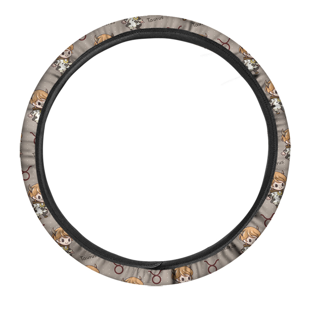 Taurus Cute Cartoon Print Pattern Car Steering Wheel Cover-grizzshop