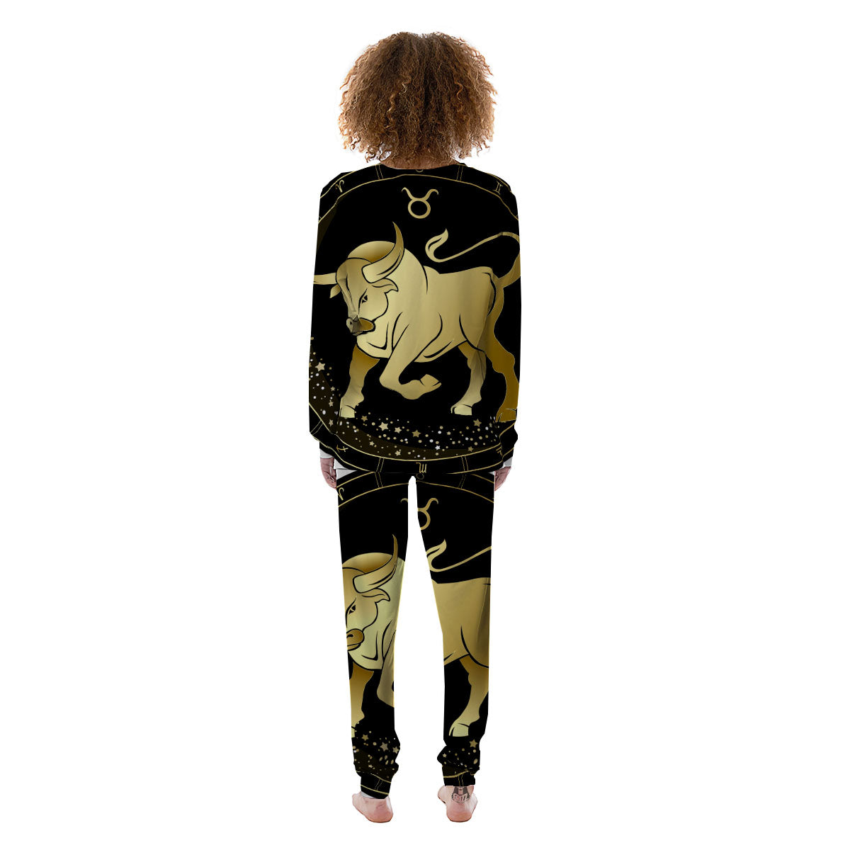 Taurus Sign Black And Gold Print Women's Pajamas-grizzshop