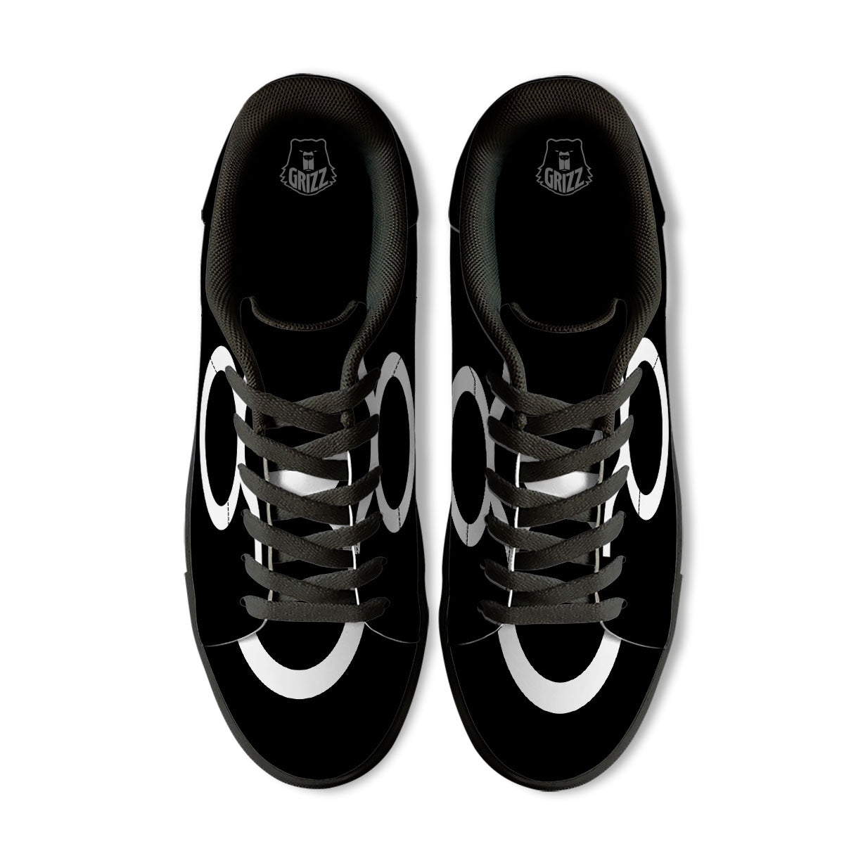 Taurus Sign White And Black Print Black Low Top Sneakers-grizzshop