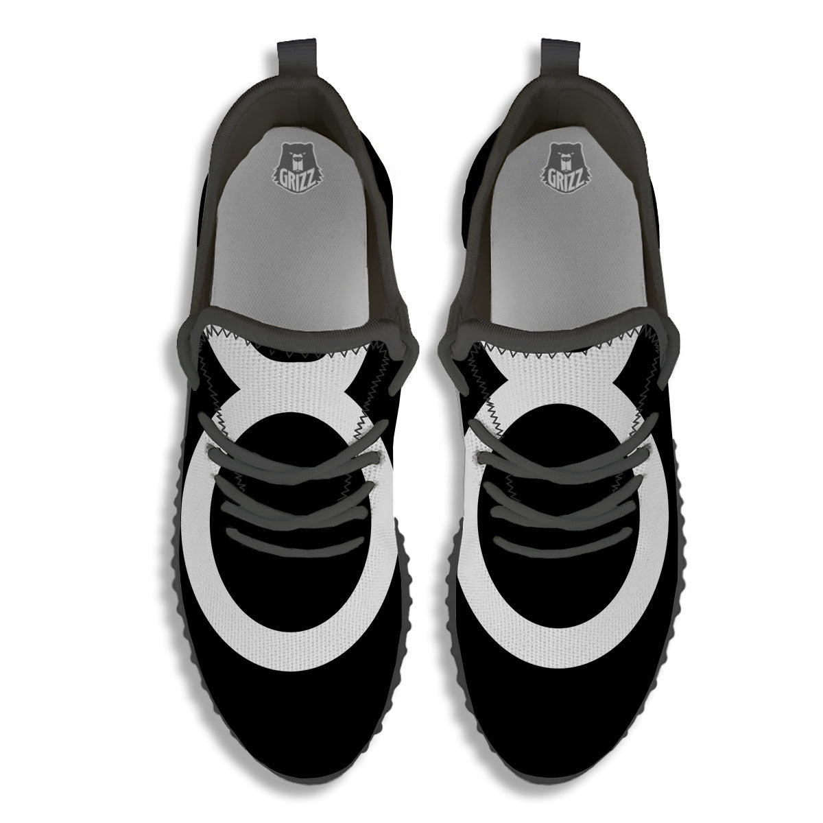 Taurus Sign White And Black Print Black Walking Shoes-grizzshop