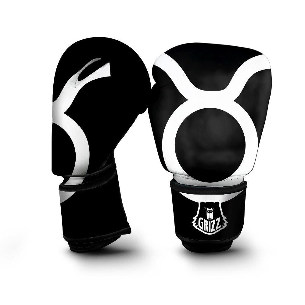Taurus Sign White And Black Print Boxing Gloves-grizzshop
