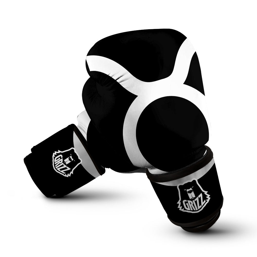 Taurus Sign White And Black Print Boxing Gloves-grizzshop