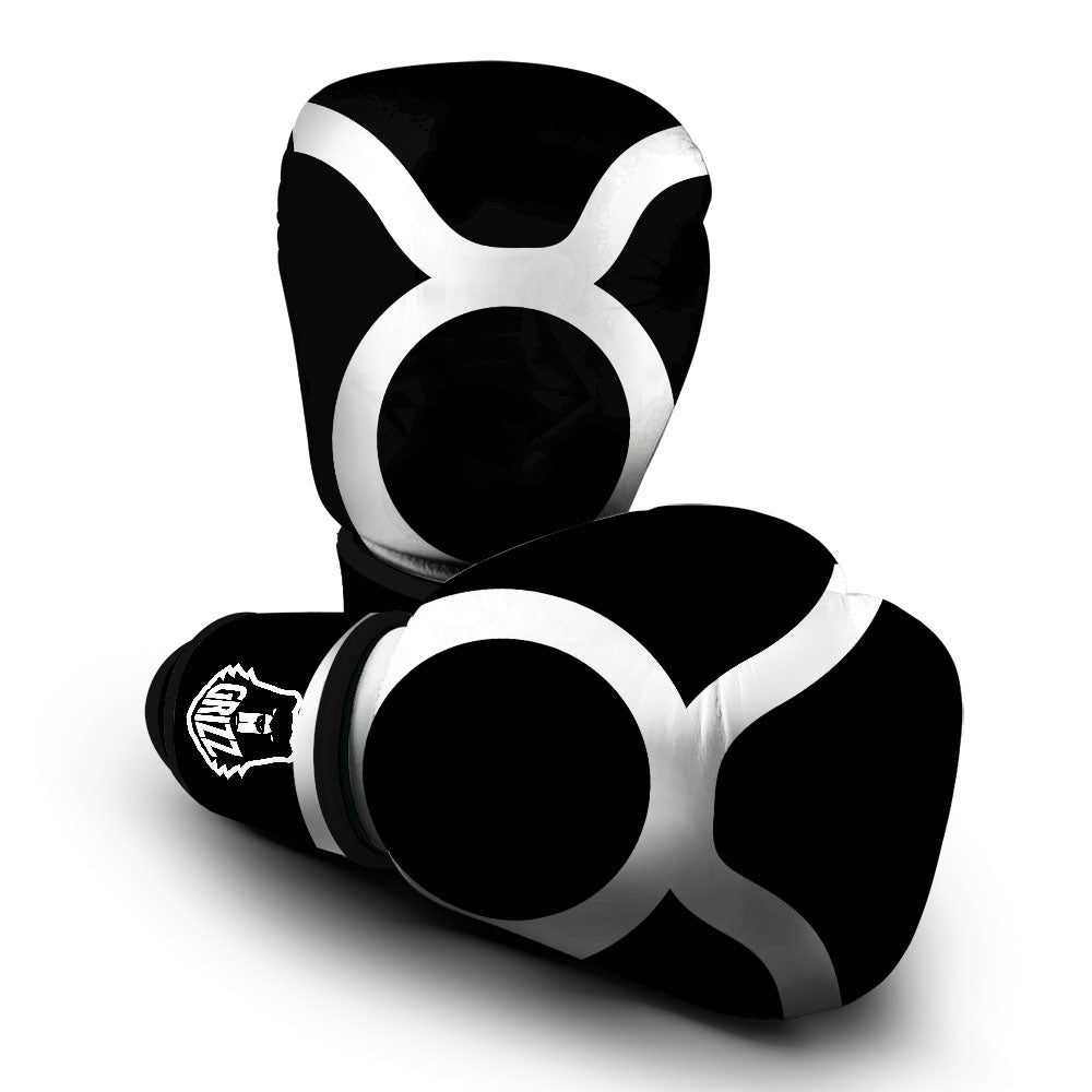 Taurus Sign White And Black Print Boxing Gloves-grizzshop