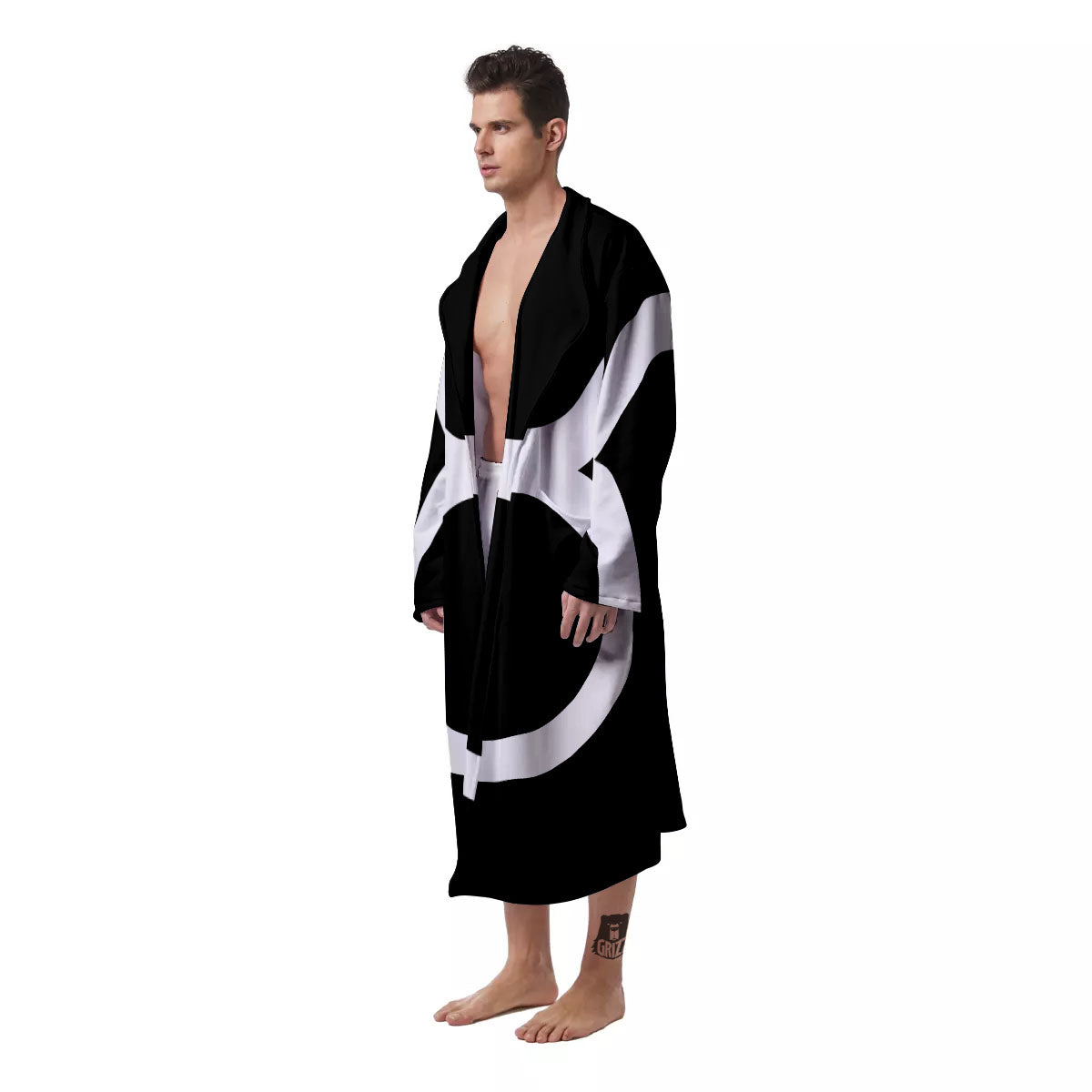 Taurus Sign White And Black Print Men's Robe-grizzshop
