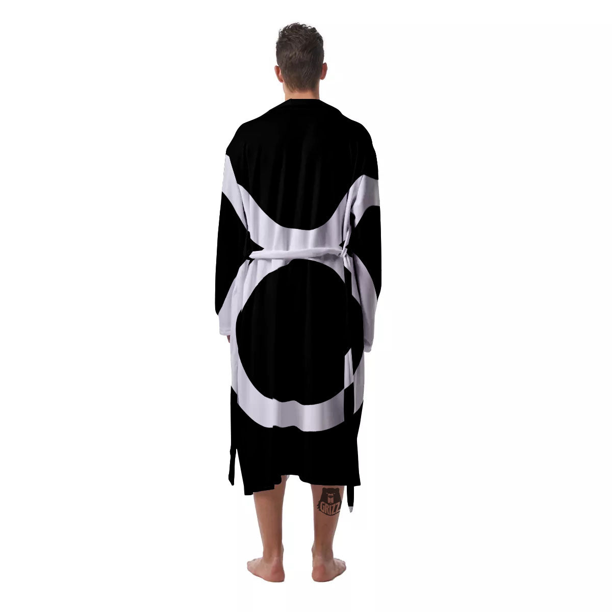 Taurus Sign White And Black Print Men's Robe-grizzshop
