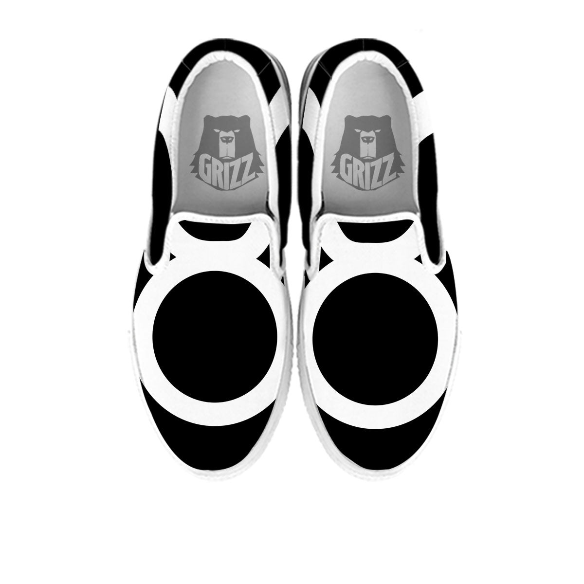 Taurus Sign White And Black Print White Slip On Shoes-grizzshop