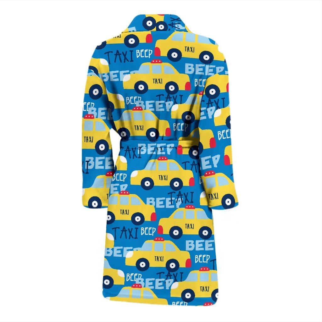 Taxi Car Pattern Print Men Long Robe-grizzshop