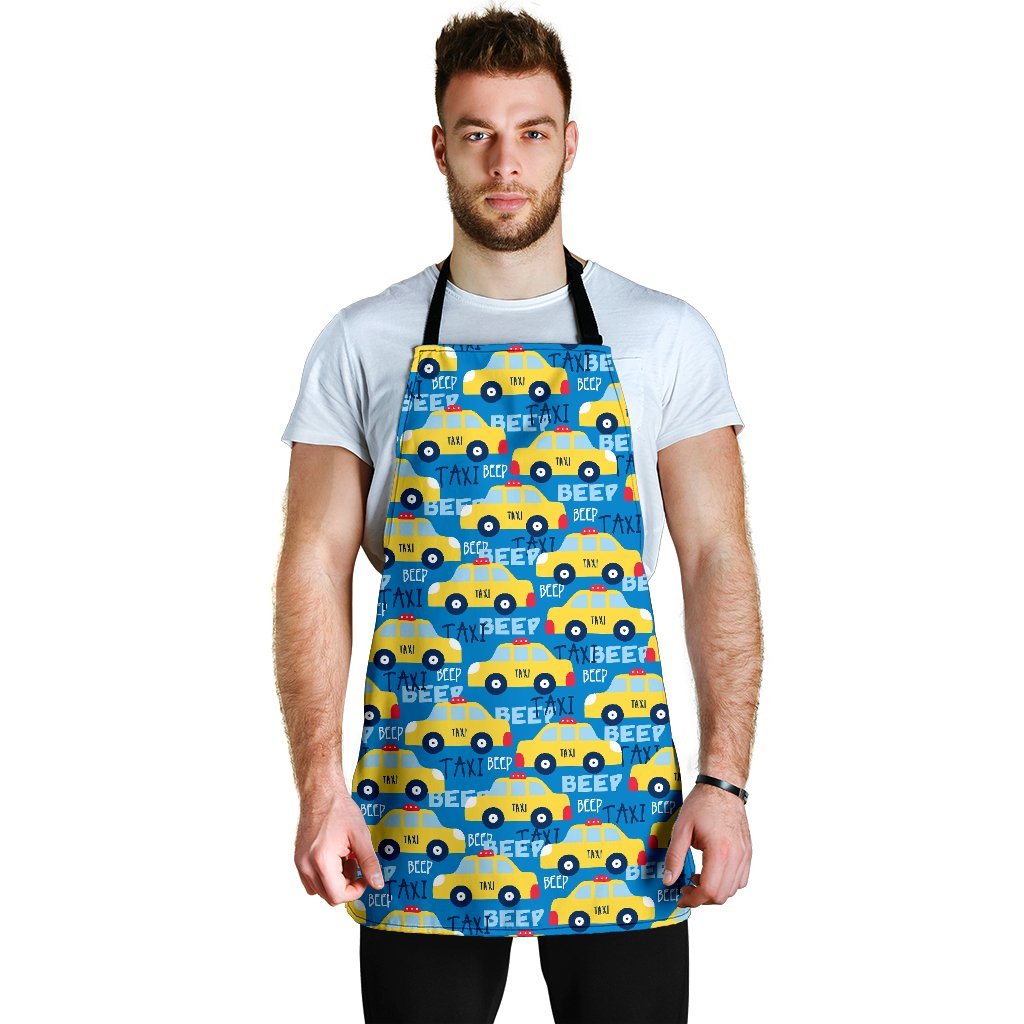 Taxi Car Pattern Print Men's Apron-grizzshop