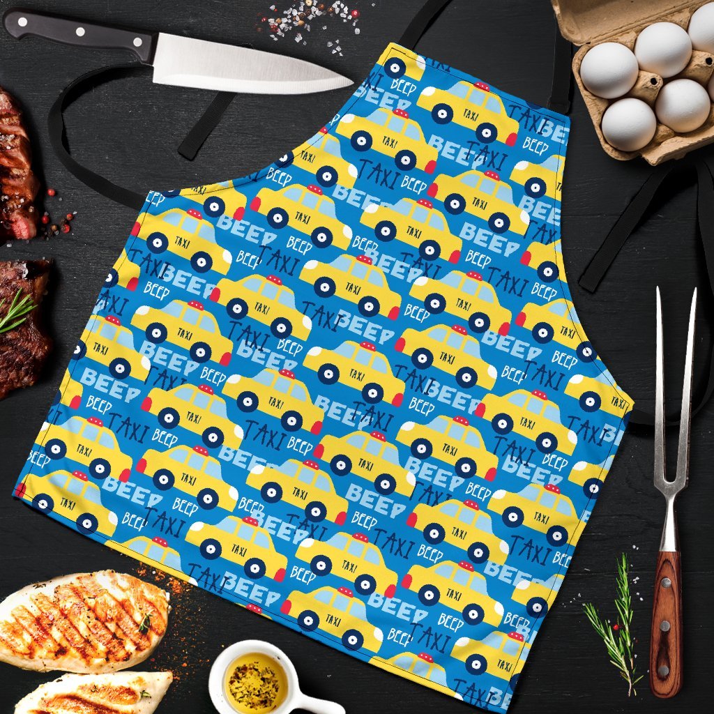 Taxi Car Pattern Print Men's Apron-grizzshop