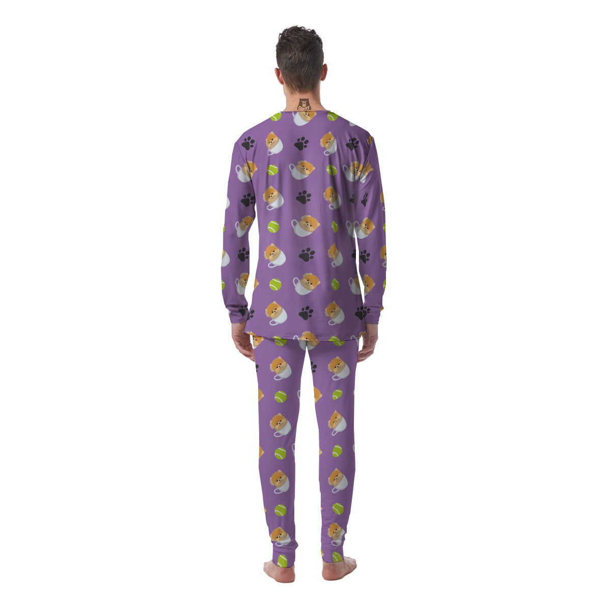 Tea Cup Pomeranian Print Pattern Men's Pajamas-grizzshop