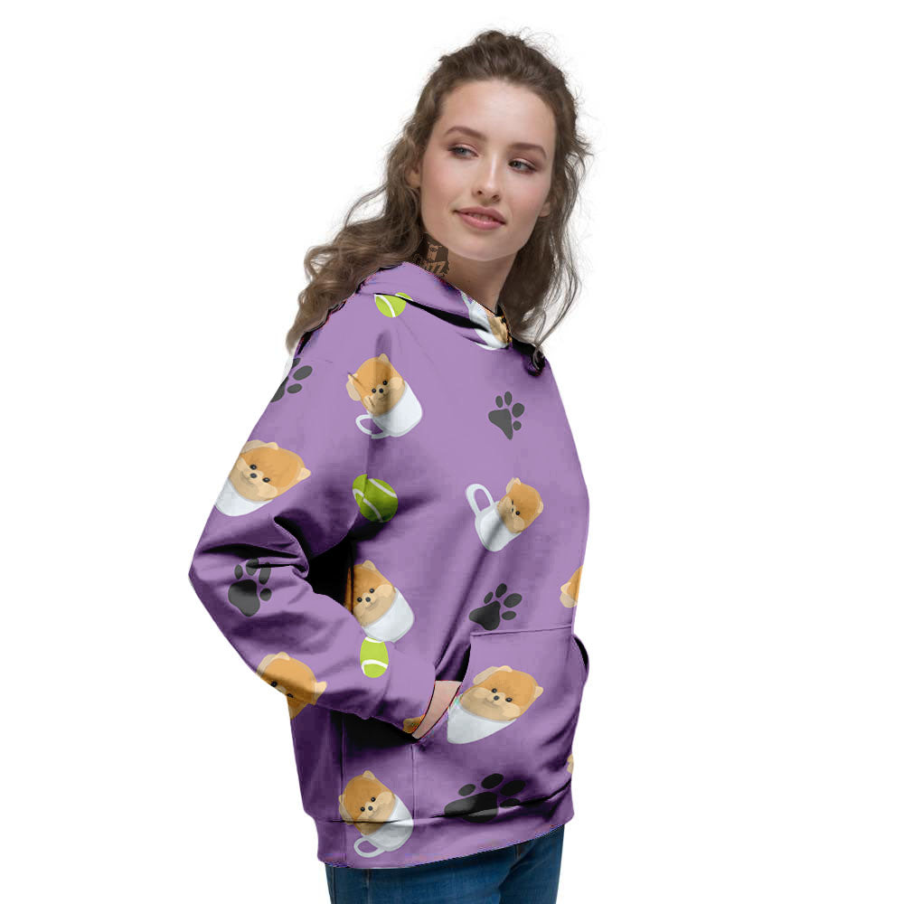 Tea Cup Pomeranian Print Pattern Women's Hoodie-grizzshop