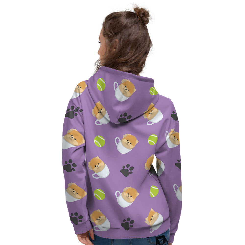 Tea Cup Pomeranian Print Pattern Women's Hoodie-grizzshop