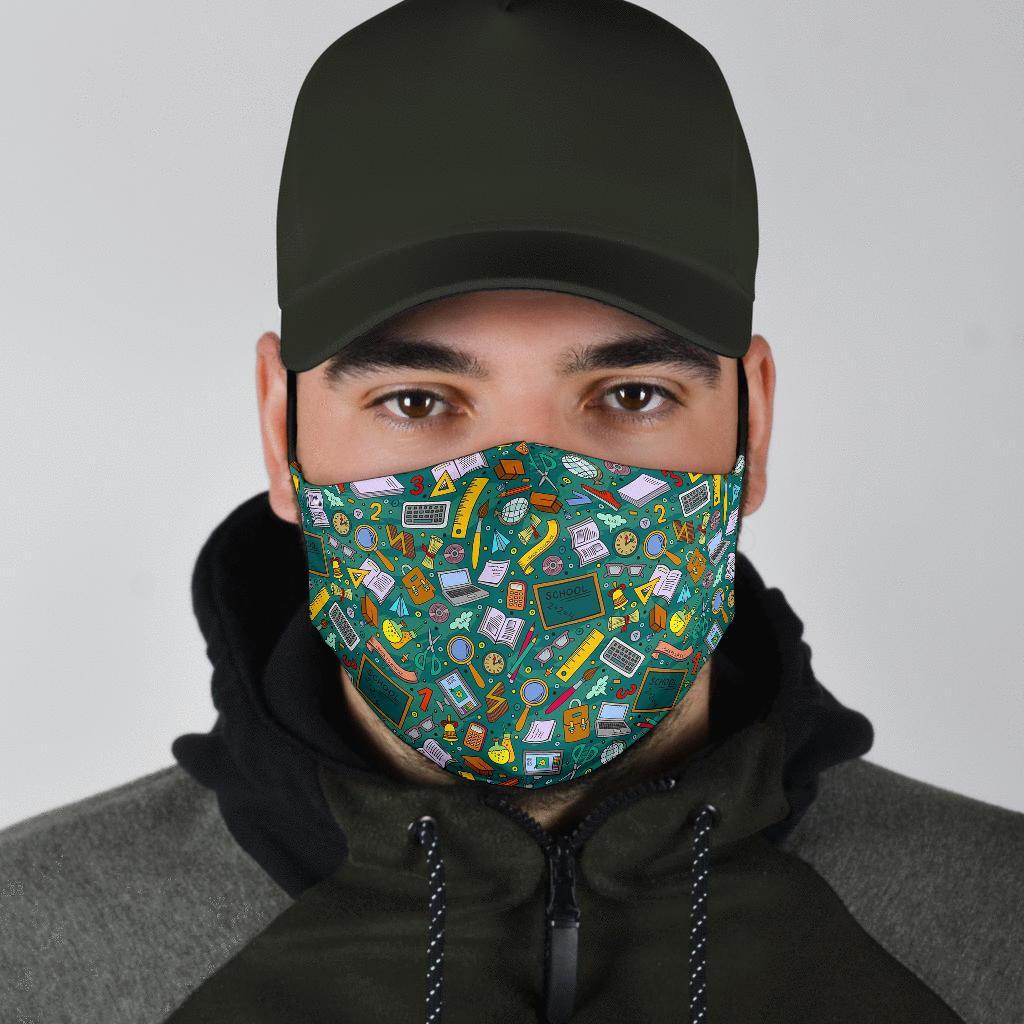 Teacher Pattern Print Face Mask-grizzshop