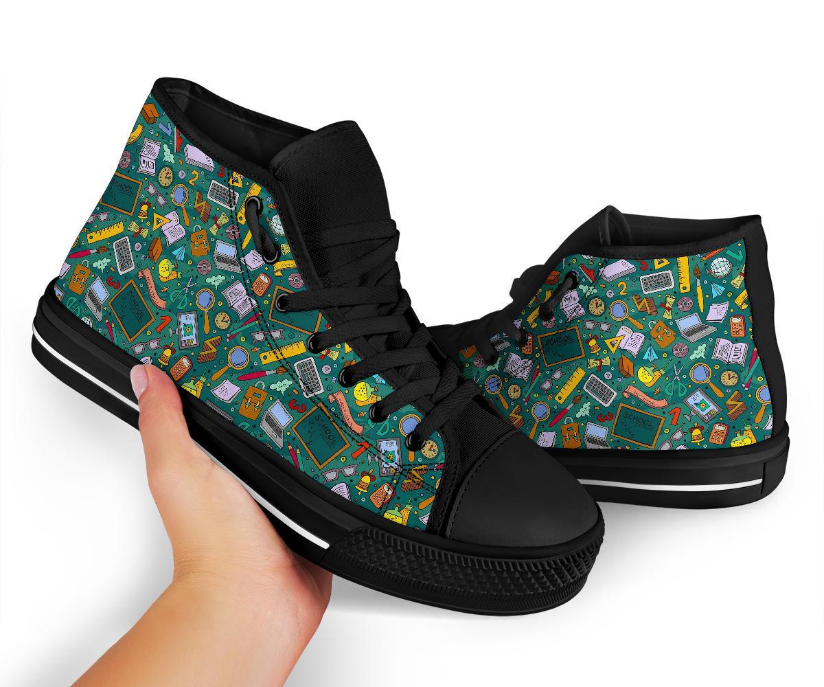 Teacher Pattern Print Men Women's High Top Shoes-grizzshop