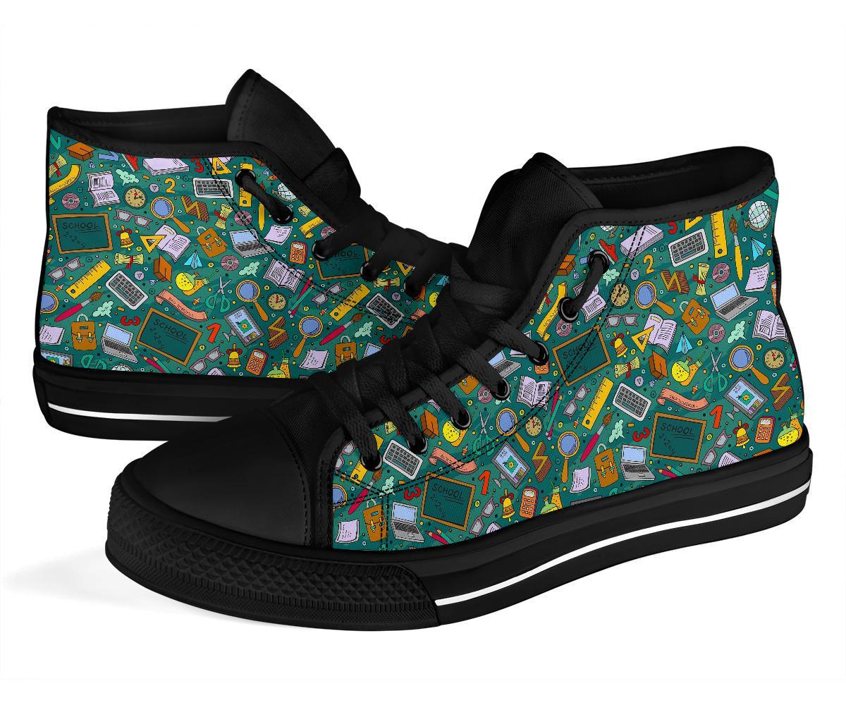 Teacher Pattern Print Men Women's High Top Shoes-grizzshop