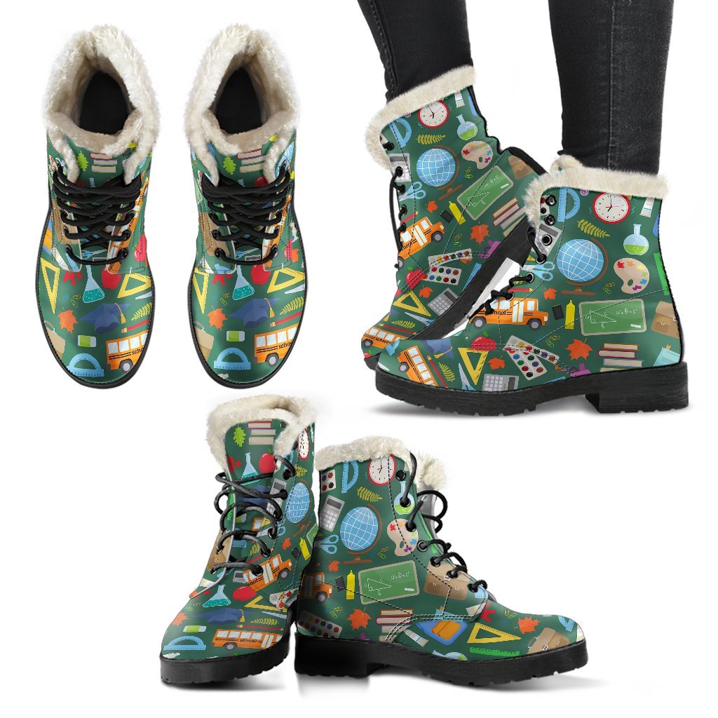 Teacher Print Pattern Comfy Winter Boots-grizzshop