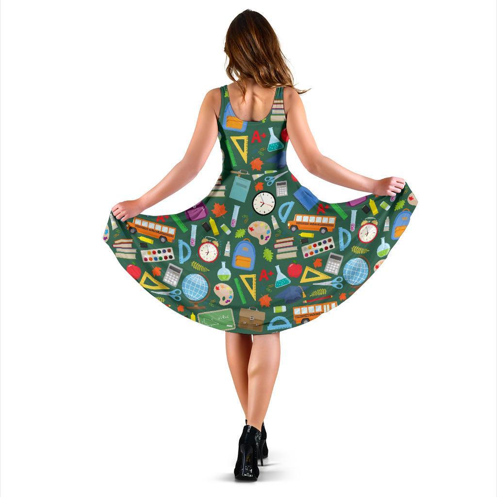 Teacher Print Pattern Dress-grizzshop