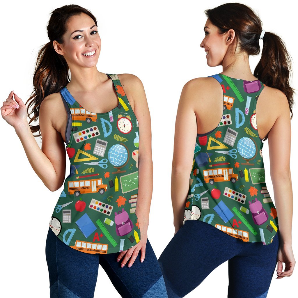 Teacher Print Pattern Women's Racerback Tank Tops-grizzshop