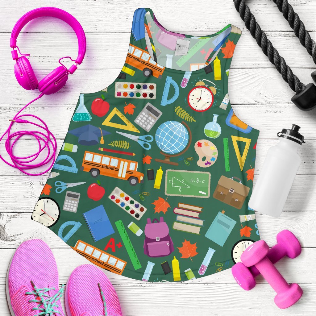 Teacher Print Pattern Women's Racerback Tank Tops-grizzshop