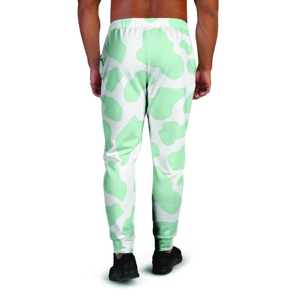 Teal And White Cow Print Men's Joggers-grizzshop