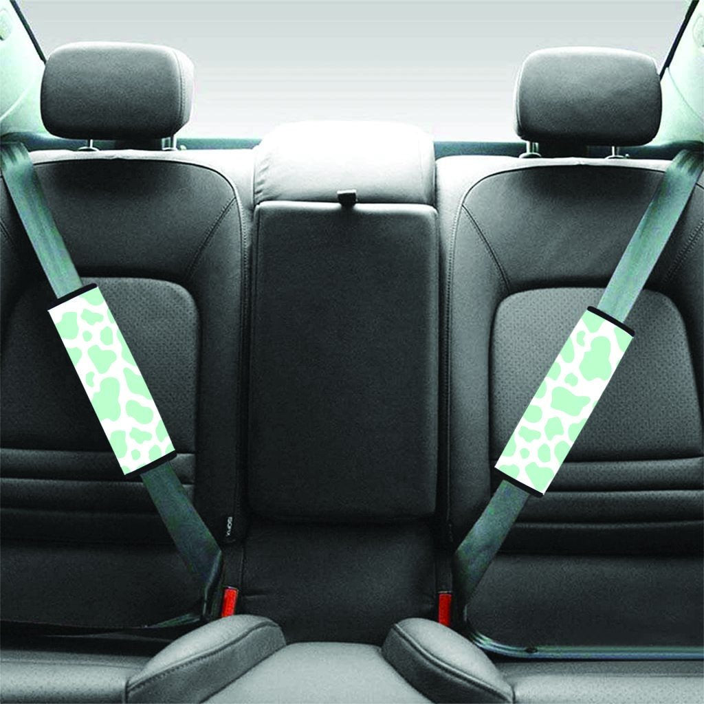 Teal And White Cow Print Seat Belt Cover-grizzshop