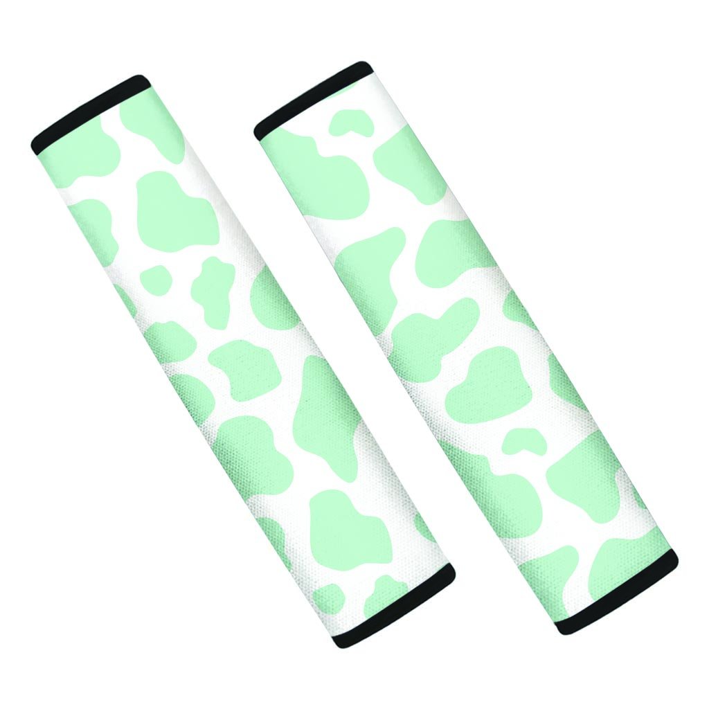 Teal And White Cow Print Seat Belt Cover-grizzshop