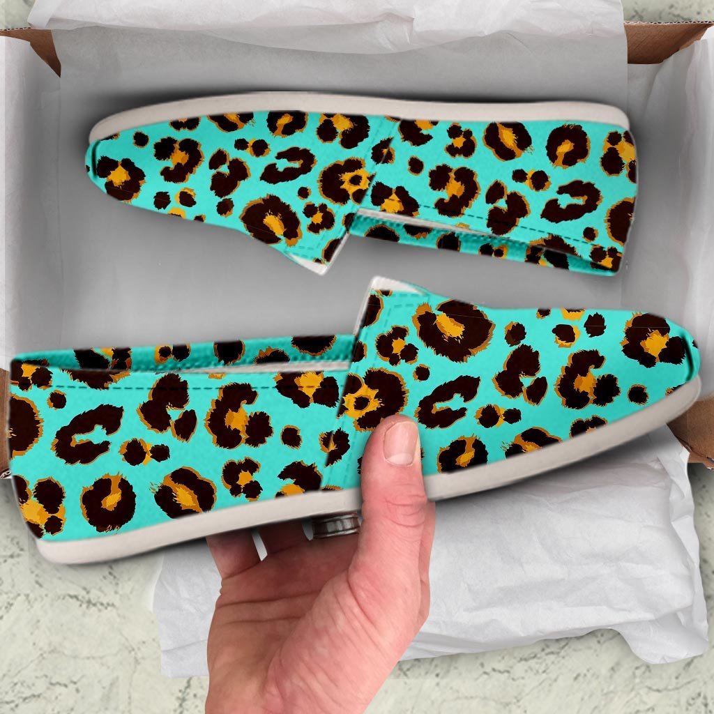 Teal Cheetah Canvas Shoes-grizzshop