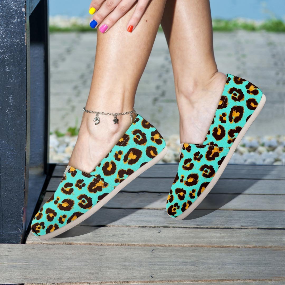 Teal Cheetah Canvas Shoes-grizzshop