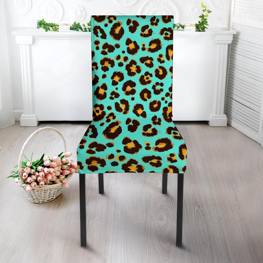 Teal Cheetah Chair Cover-grizzshop