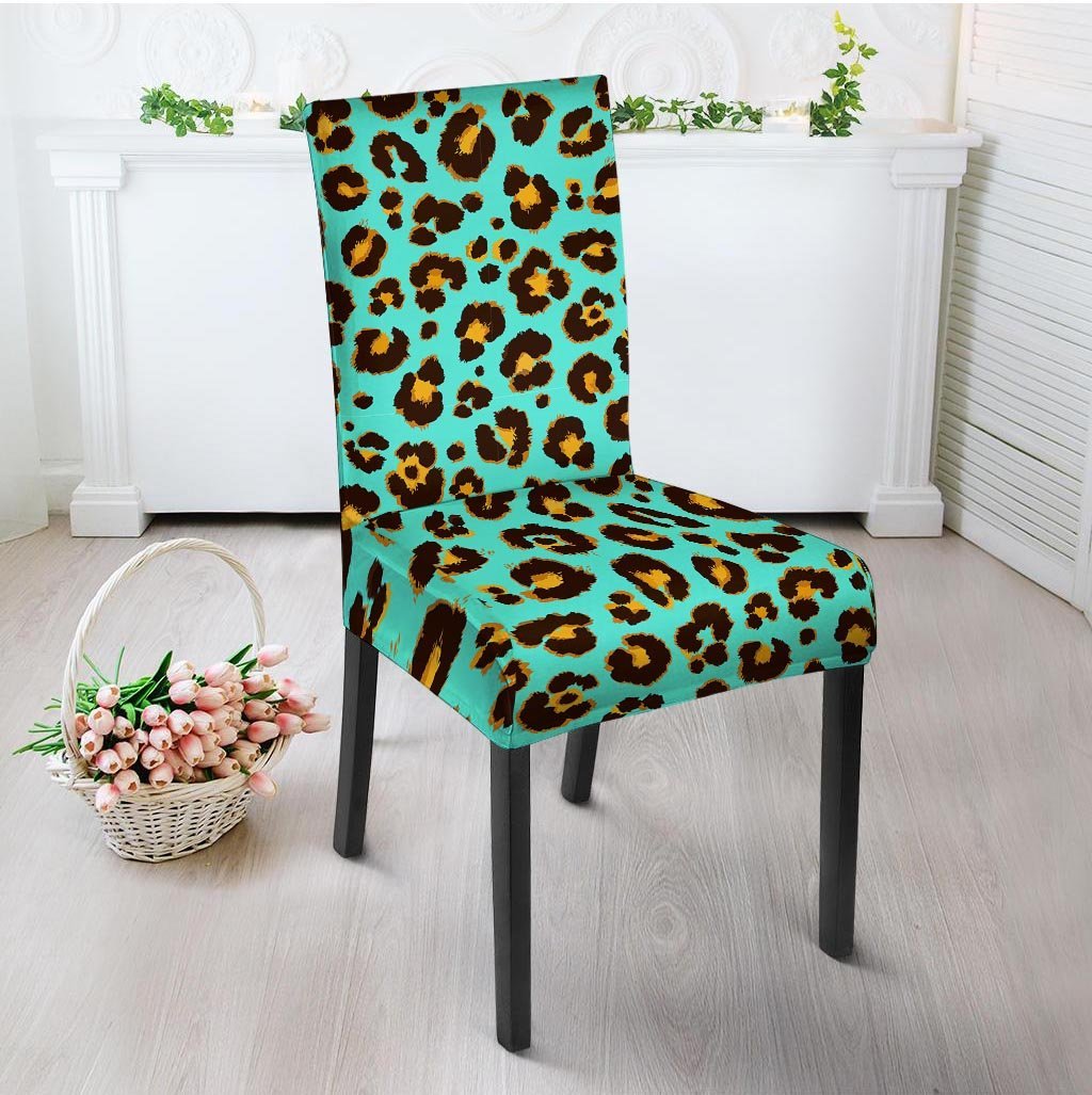Teal Cheetah Chair Cover-grizzshop