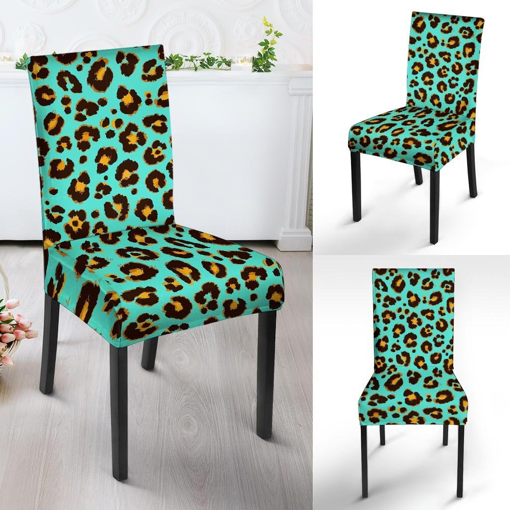 Teal Cheetah Chair Cover-grizzshop